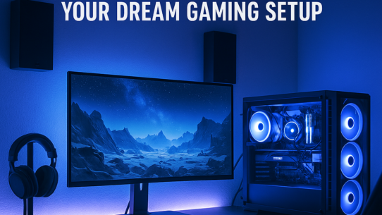 “Mudreeam Rig of Ice – Setup Gamer Futurista com Iluminação Azul”